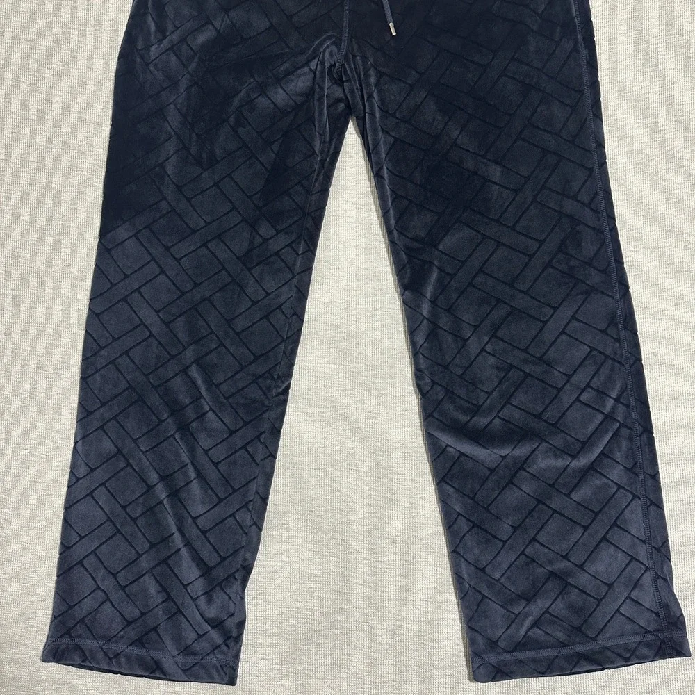 Daniel Buchler Velour Geometric Textured Jogger Lounge Pants Blue Mens XXL